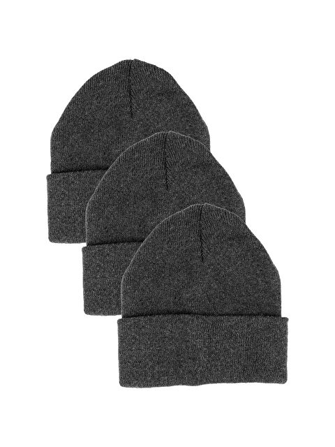 Line Smart 3'lü Erkek Antrasit Katlamalı Kışlık Bere - S000268971-29666