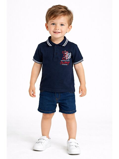 Kidex's Erkek Bebek Polo Yaka Turuncu Tişört Jean Şort 2’li Yazlık Takım