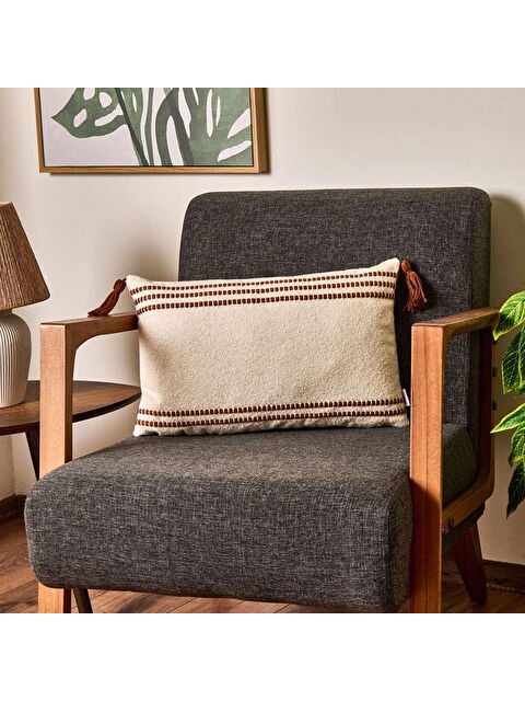 Evidea Soft Sanvi Kırlent - Ekru / Kahverengi - 30x50 cm - S000511896-19965