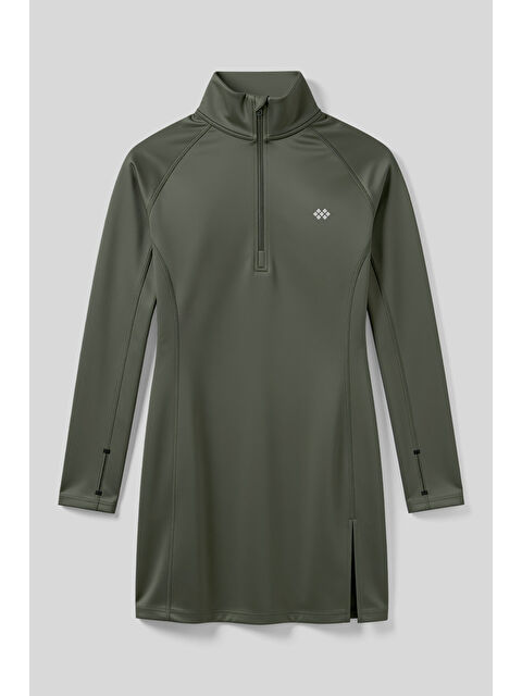 Tommylife Haki Yarım Fermuarlı Dik Yaka Standart Kalıp Kadın Sporcu Tunik - 97309 - S000463173-18547