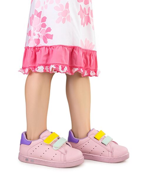 Kiko Kids Royzo İlk Adım Bebe Cırtlı Işıklı Kız Bebek Spor Ayakkabı