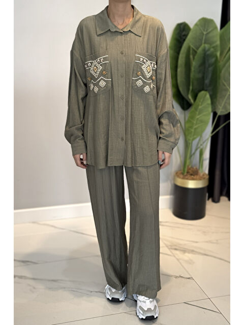 Remsa Nakış ve İşleme Detaylı Takım 34839 Haki - S000463175-18547