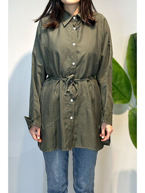 Remsa Kuşak Detaylı Basic Tunik 4468 Haki - S000511592-18547