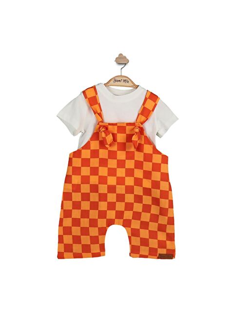 Yami Mia Damalı Keten Bebek Salopet Takım - S000132722-20013