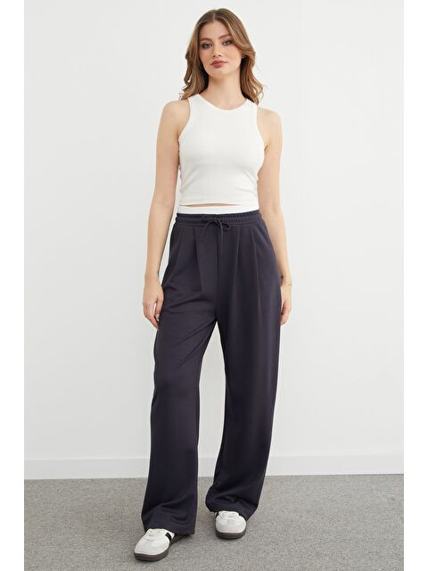 Fullamoda Beli Ribana Detaylı Pileli Modal Pantolon - S000483013-29666