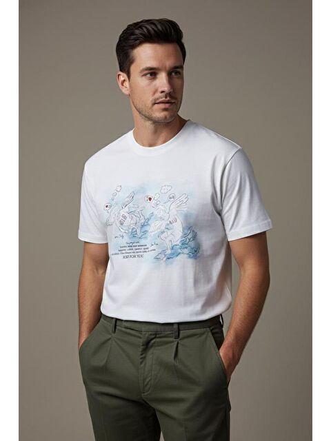 Sabri Özel Giotelli Gio Beyaz Regular Fit %100 Pamuk Bisiklet Yaka Erkek Tişört - S000525212-20063