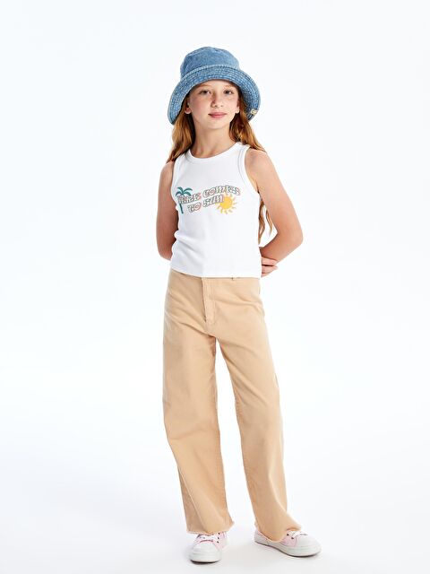 Dexia Salta Top - Baskı Detaylı Örme Kolsuz Tişört - Beyaz - S000222222-20063