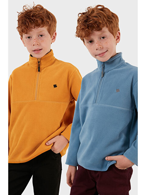 Lela Yumuşak Dokulu Fermuarlı Dik Yaka Şardonlu 2'li Paket Polar 5905002S2