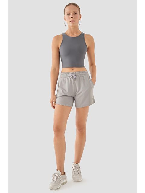 Superstacy Caro Kadın File Spor Gri Şort - S000221438-20600