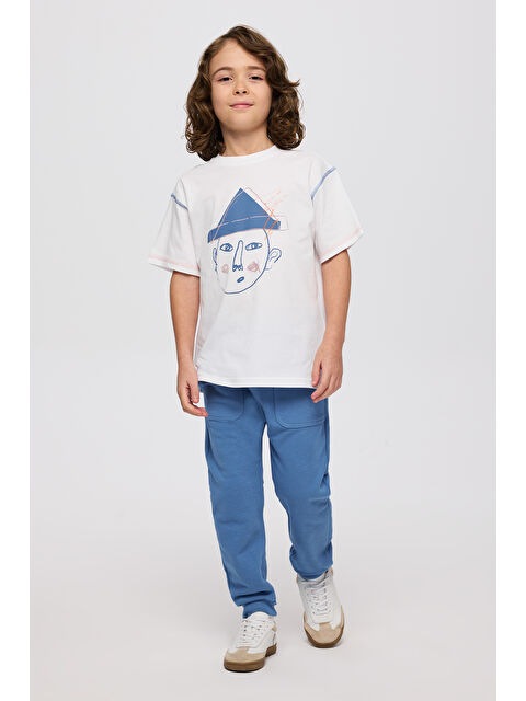 Panço Erkek Çocuk Baskı Detaylı Kısa Kollu Beyaz Tişört - S000516263-20063