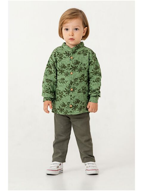 Kidex's Palmiye Desenli Müslin Gömlekli 2'li Alt Üst Takım