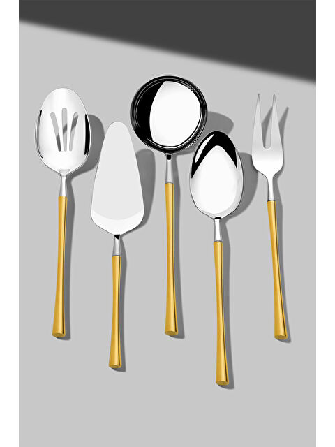 Nehir Marbella Altın Sade 5 Parça Paslanmaz Çelik Servis Takımı - S000528038-20076