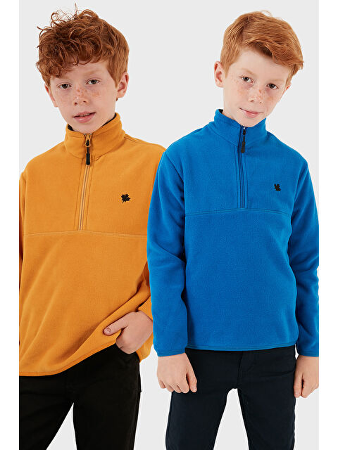 Lela Yumuşak Dokulu Fermuarlı Dik Yaka Şardonlu 2'li Paket Polar 5905002S2