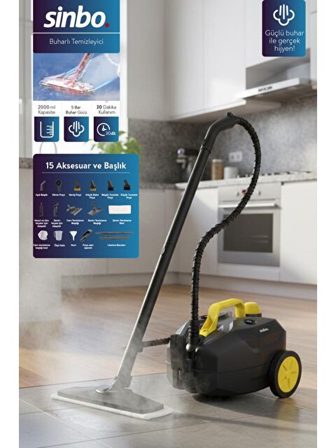 Sinbo 2000W 5 Bar Yüksek Basınçlı, 15 Başlıklı, 2 Lt, 110°C Profesyonel Buharlı Temizleyici SSC-6428 - S000528039-20063