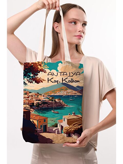 Bagg Kanvas Antalya Kaş Baskılı Bez Çanta - S000288298-19966
