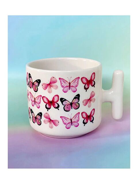 Bikutumutluluk Pembe Kelebekler Hediye Kupa Fincan - S000180719-23173
