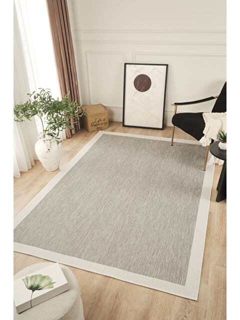 Konfor Halı Sisalux 3087 Gri Beyaz Sisal Dokuma Jüt Hav Toz Vermez Halı Salon Mutfak Oda Halısı-120x180 - S000528054-37276