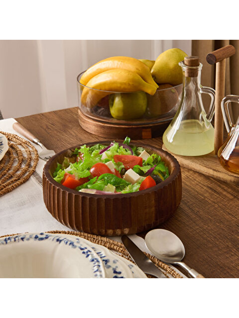 Mien Akasya Curve Kase - Kahverengi - 19 cm