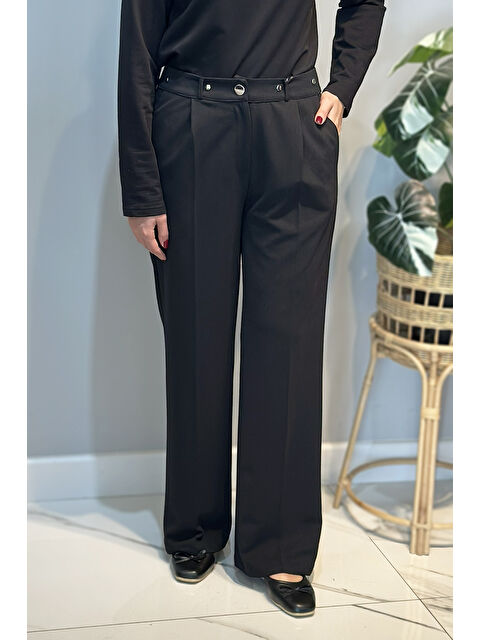 Remsa Çıt Çıt Düğme Detay Palazzo Pantolon 16118 Siyah - S000466811-19351