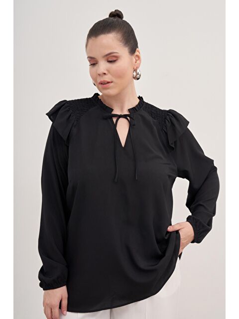 Mylinemoda Gipe Detaylı Bağcıklı Bluz - S000298676-19351