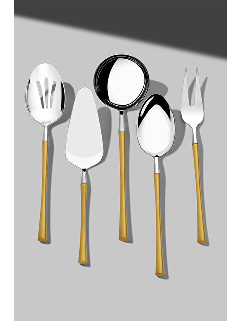 Nehir Marbella Altın Saten 5 Parça Paslanmaz Çelik Servis Takımı - S000528058-20076