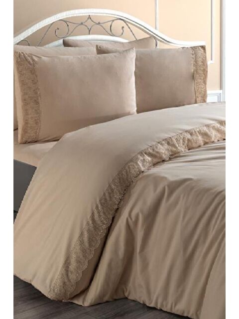 Çeyiz Diyarı Fransız Dantelli Yonca Çeyizlik Nevresim Takımı Cappucino - S000485375-23173