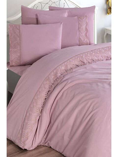 Çeyiz Diyarı Fransız Dantelli Wave Çeyizlik Nevresim Takımı Pudra - S000485376-23173