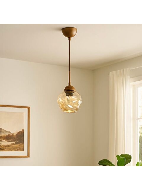 Evidea Lighting Arrakis Tekli Modern Sarkıt Avize - Eskitme / Bal