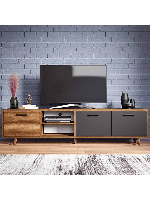 Just Home Irmak Tv Ünitesi - Barok Ceviz / Antrasit - 180 cm