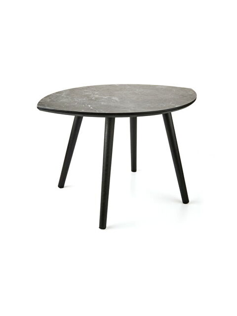 Akın Lüx Mermer Desenli Yaprak Yan Sehpa - Siyah