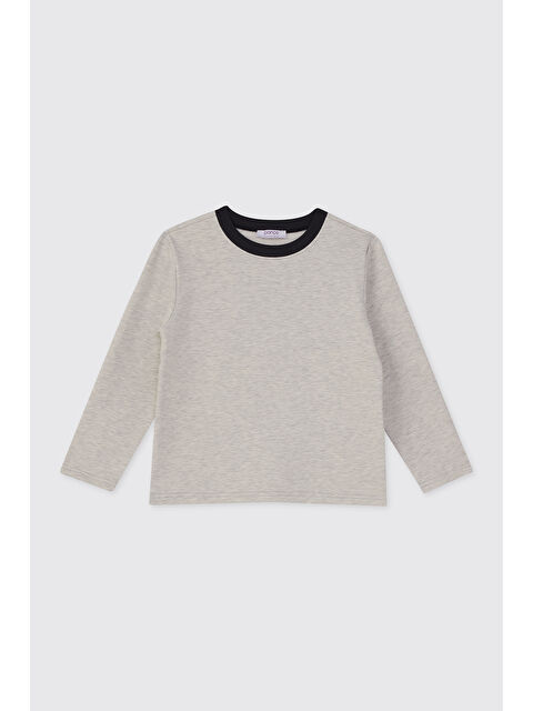 Panço Erkek Çocuk Gri Melanj Bisiklet Yaka Sweatshirt - S000514606-74