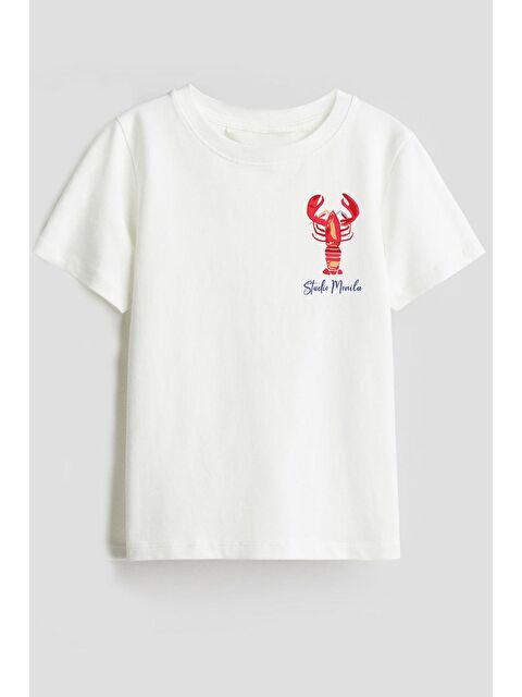 Monila Unisex Istakoz Baskılı Pamuklu T-Shirt - S000513949-20063