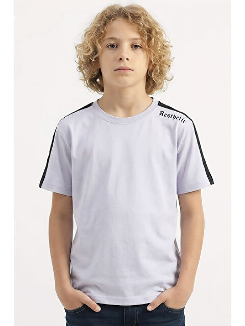 Modanino Erkek Çocuk Omuz Biyeli ve Yazılı T-Shirt 8-12 Yaş 12558 - S000531255-20600