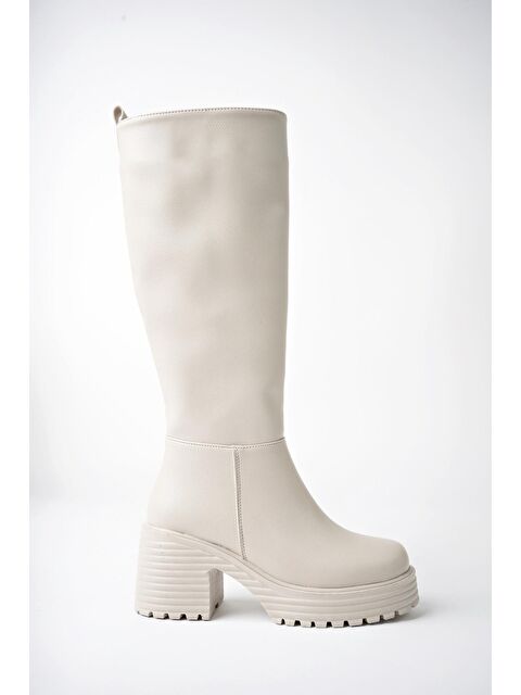 Muggo BONİTA Kalın Tırtıklı Taban Platform Topuklu Fermuarlı Kadın Çizme - S000122617-19928