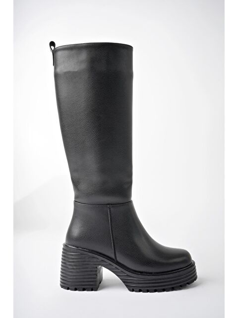 Muggo BONİTA Kalın Tırtıklı Taban Platform Topuklu Fermuarlı Kadın Çizme - S000122617-19351