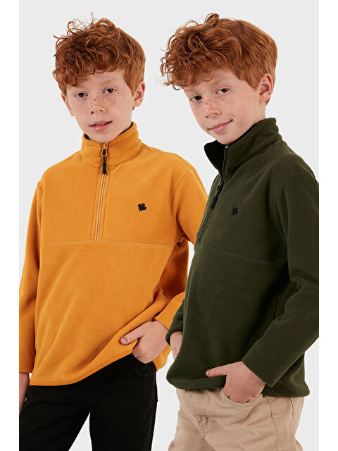 Lela Yumuşak Dokulu Fermuarlı Dik Yaka Şardonlu 2'li Paket Polar 5905002S2