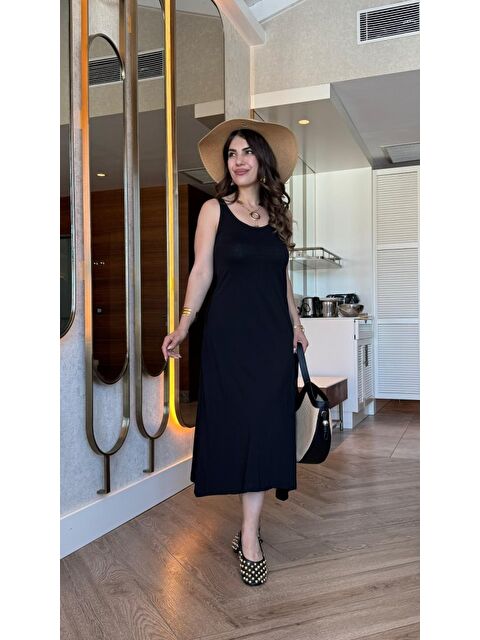 Jane's Kadın Askılı Yuvarlak Yakalı Viskon Elbise - S000528076-19351