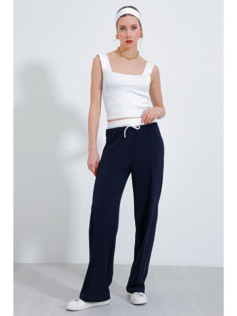 Bigdart Kadın Lacivert Bol Paça Çımalı Pantolon 6662 - S000165773-21164