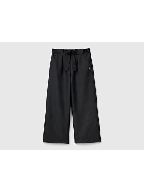 United Colors Of Benetton Kız Çocuk Antrasit Önü Logo Detaylı Beli Kuşaklı Palazzo Pantolon - S000307515-29666