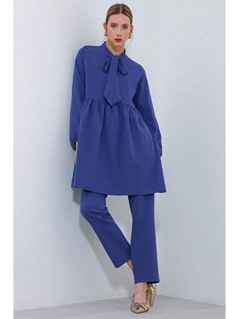 Bigdart Kadın İndigo Örme Pantolon Tunik Alt Üst Takım 6654 - S000165774-23093