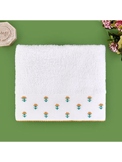 Evidea Soft Urban Delight Braga Yüz Havlusu - Ekru / Hardal - 50x90 cm - S000511912-5376