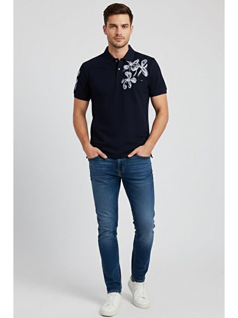 Sabri Özel Giotelli Siyah Slim Fit Nakış Detaylı Polo Yaka Erkek Tişört - S000525227-19351