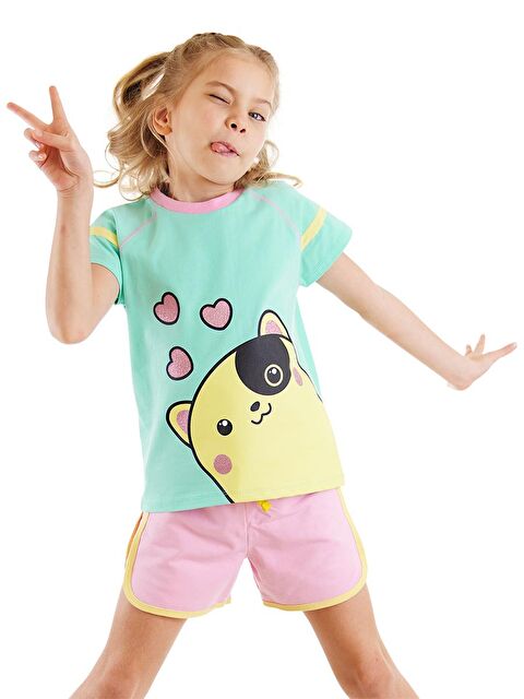 Denokids Kalpler Kız Çocuk Tişört Şort Takım - S000168079-20024