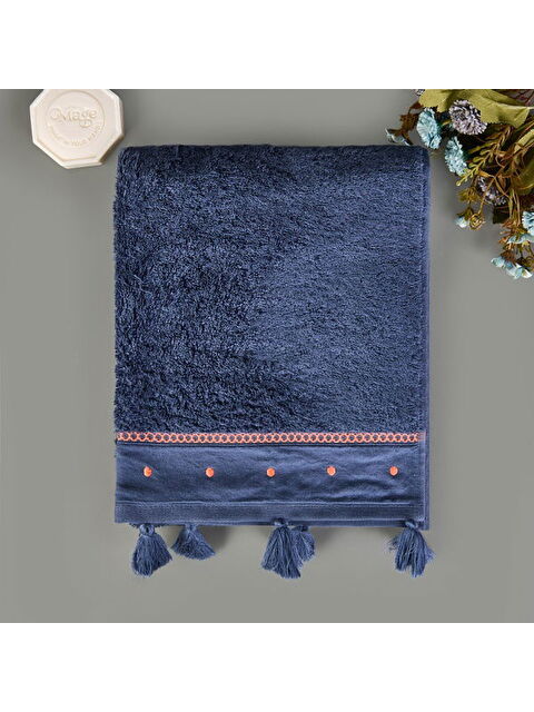 Evidea Soft Piene Yüz Havlusu - Lacivert / Kiremit - 50x90 cm - S000511920-6380
