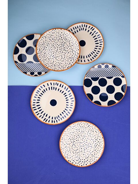 TABAK EVİ Porselen Spotty Karma Pasta Tabağı Seti 19,50cm 6 Kişilik 6 Parça - S000506241-23173