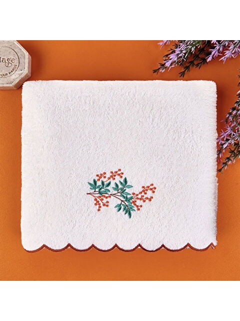 Evidea Soft Urban Delight Onda Yüz Havlusu - Ekru / Kahverengi - 50x90 cm - S000511927-5402