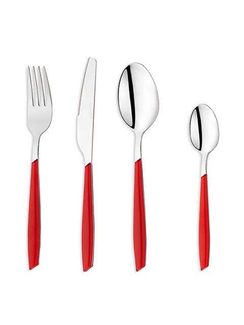 SCHAFER Mona 24 Parça Çatal Kaşık Bıçak Takımı-Kırmızı - S000251215-20045