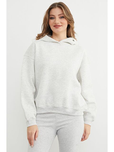 Fullamoda 3 İplik Kapüşonlu Oversize Sweatshirt - S000496686-74