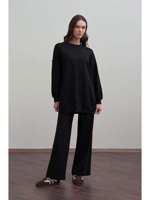 ALLDAY Siyah-Pamuklu Dantel Garnili Eşofman Takımı - S000496687-19351