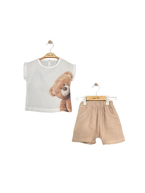 Yami Mia Ayıcık Baskılı Müslin Bebek Alt Üst Takım - S000132726-19928